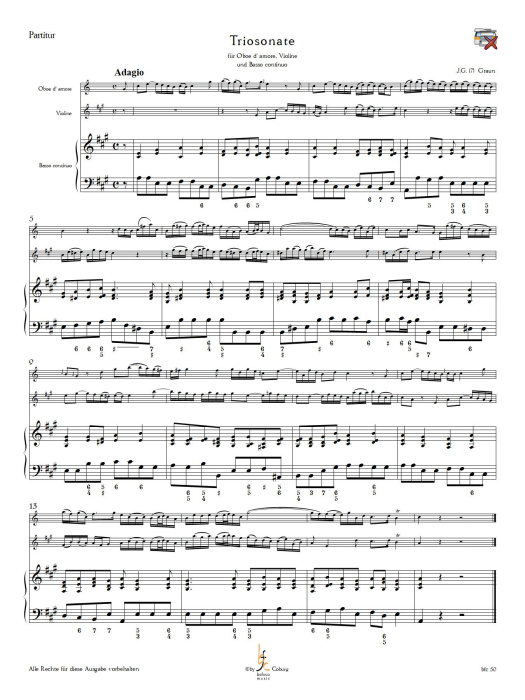 Graun (?), Johann Gottlieb - Triosonate für Oboe d' amore, Violine und Basso continuo